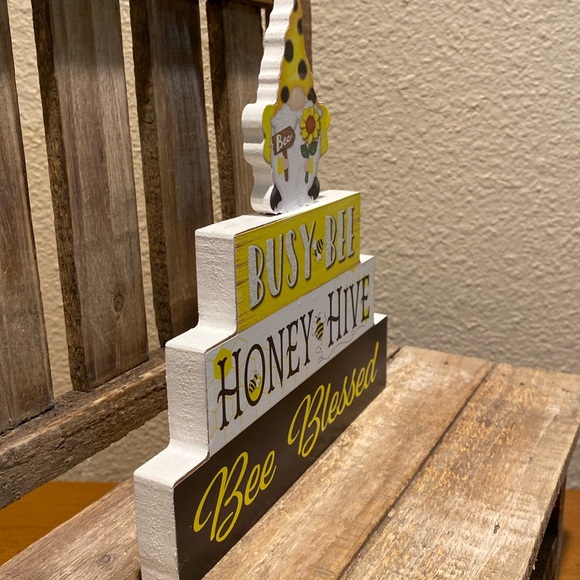 Busy Bee, Honey Hive, Bee Blessed Gnome Wood Sign, Honey Bee Gnome Sign - Picture 7 of 11